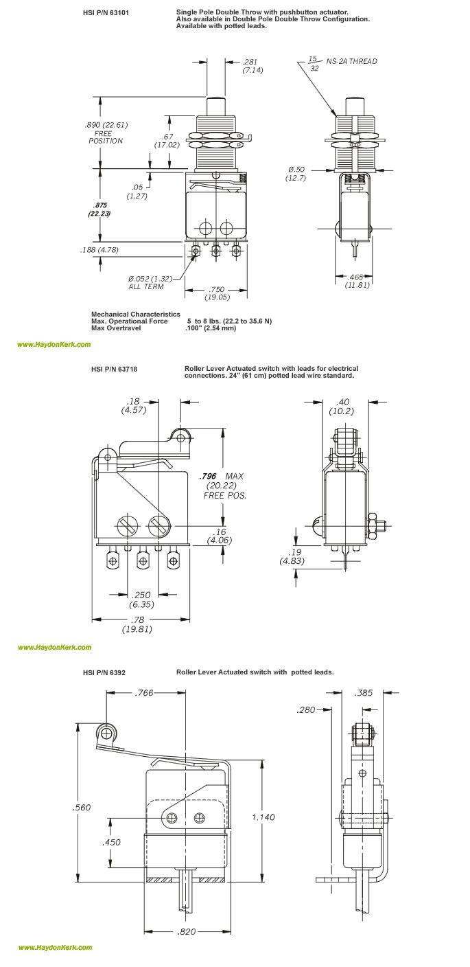 Haydon Hermetically Sealed Switch 6300 Series