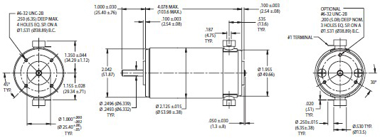 Drawing for Brush Commutated DC Servo Motor Data Sheet, Part Number DC054B-4 Drawing for Brush Commutated DC Servo Motor Data Sheet, Part Number DC054B-4
